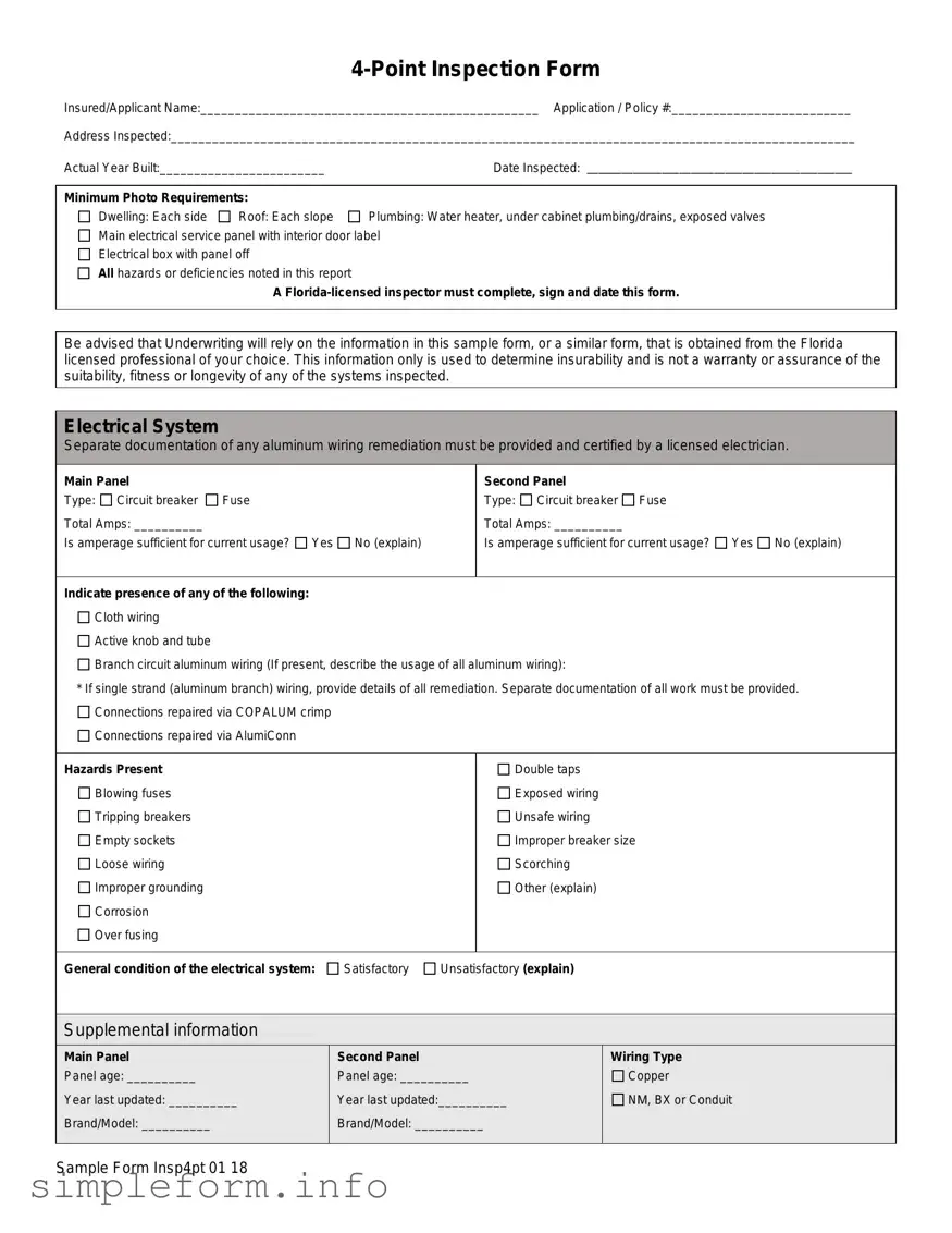 Fill Out a Valid 4 Point Inspection Form