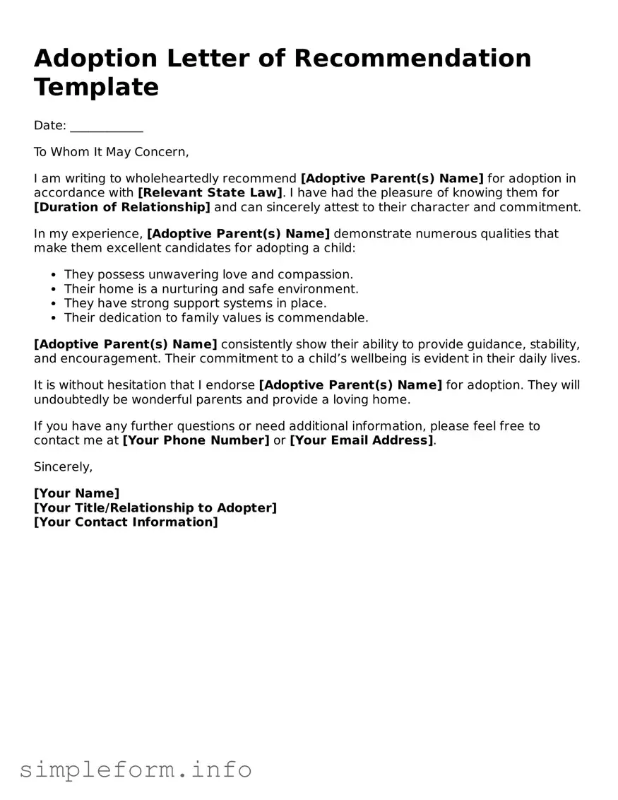 Attorney-Approved Adoption Letter of Recommendation Document