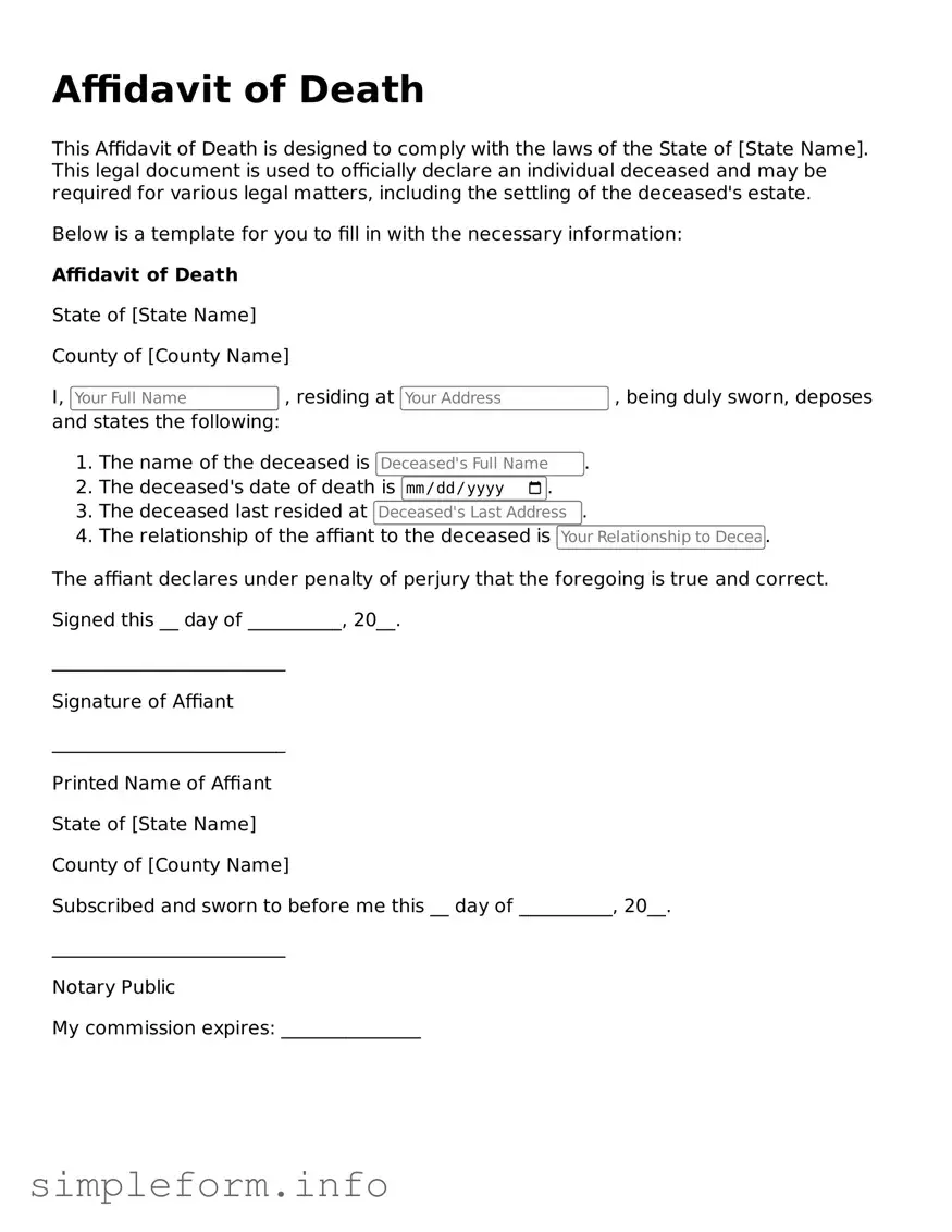 Attorney-Approved Affidavit of Death Document