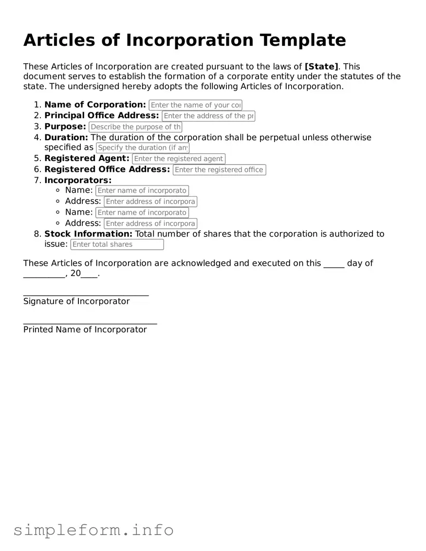 Attorney-Approved Articles of Incorporation Document