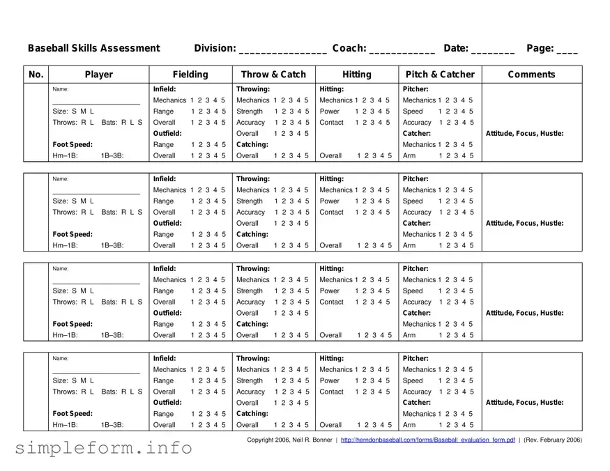 Fill Out a Valid Baseball Assessment Form