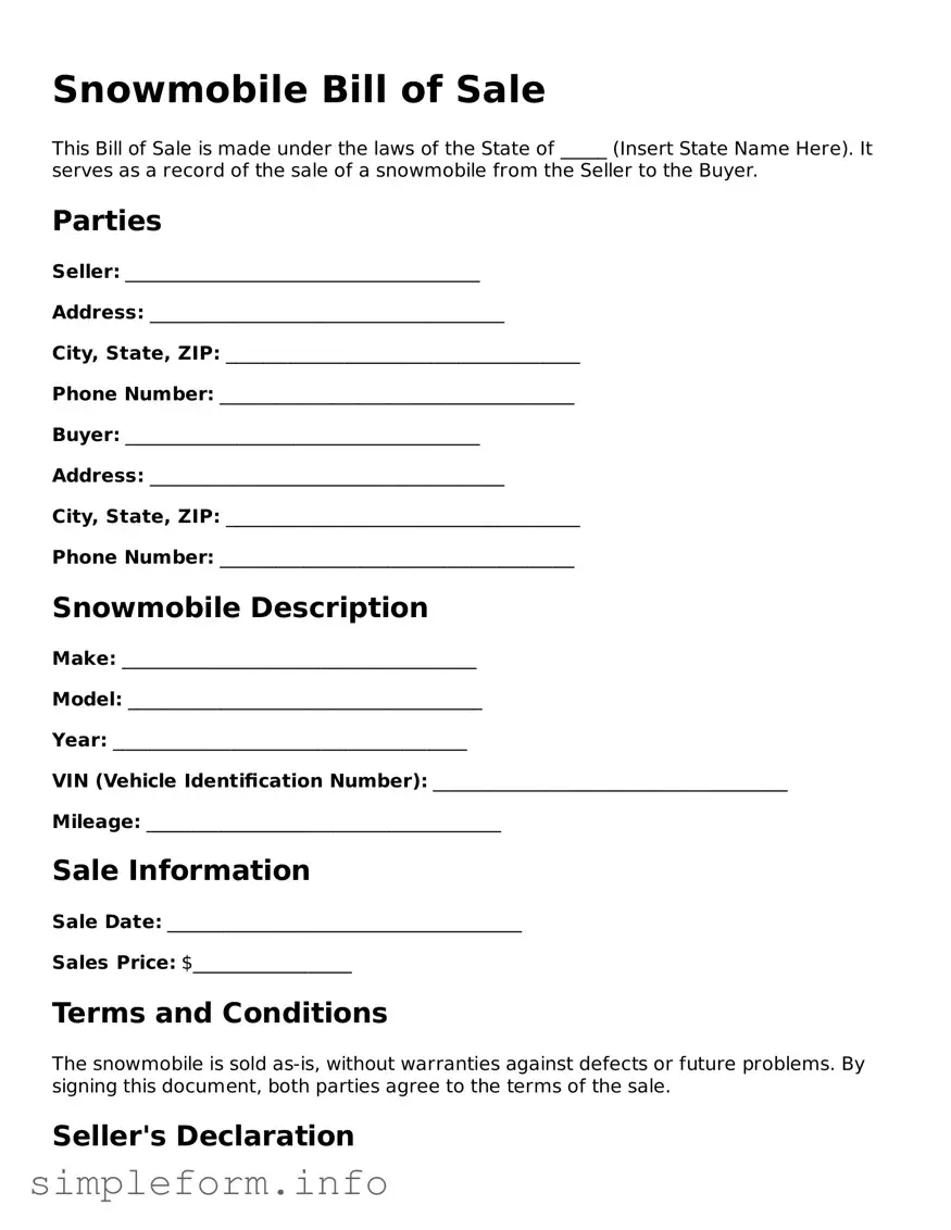 Attorney-Approved Snowmobile Bill of Sale Document