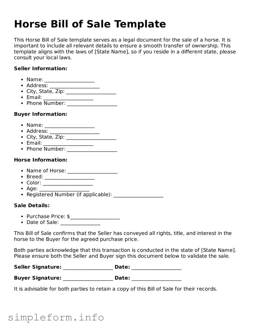 Attorney-Approved Horse Bill of Sale Document