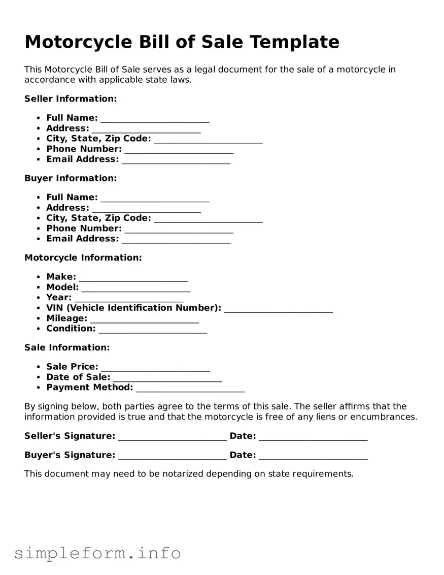 Attorney-Approved Motorcycle Bill of Sale Document