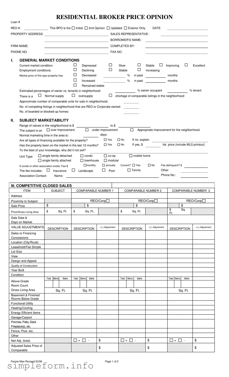 Fill Out a Valid Broker Price Opinion Form