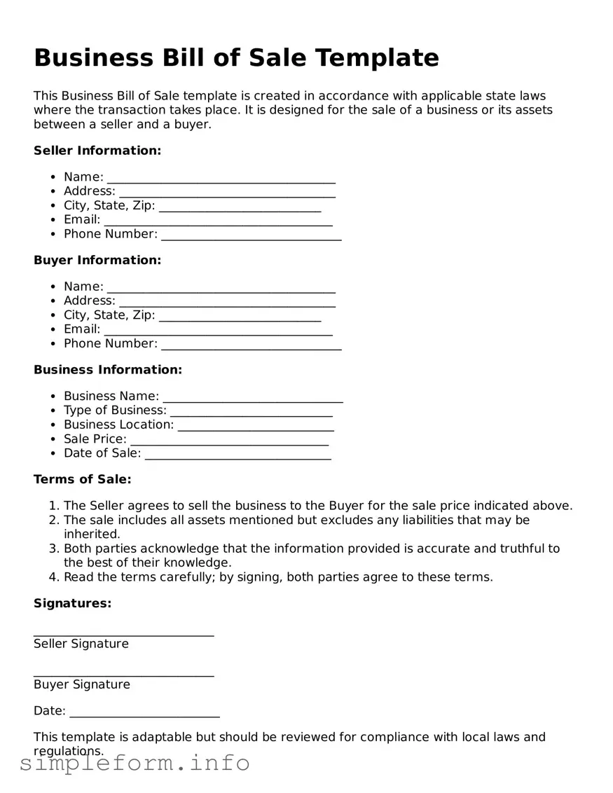 Attorney-Approved Business Bill of Sale Document