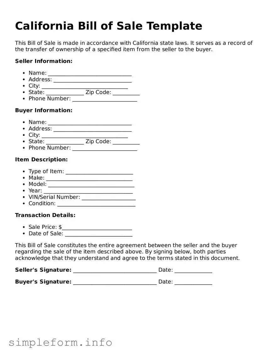 Attorney-Verified  Bill of Sale Form for California