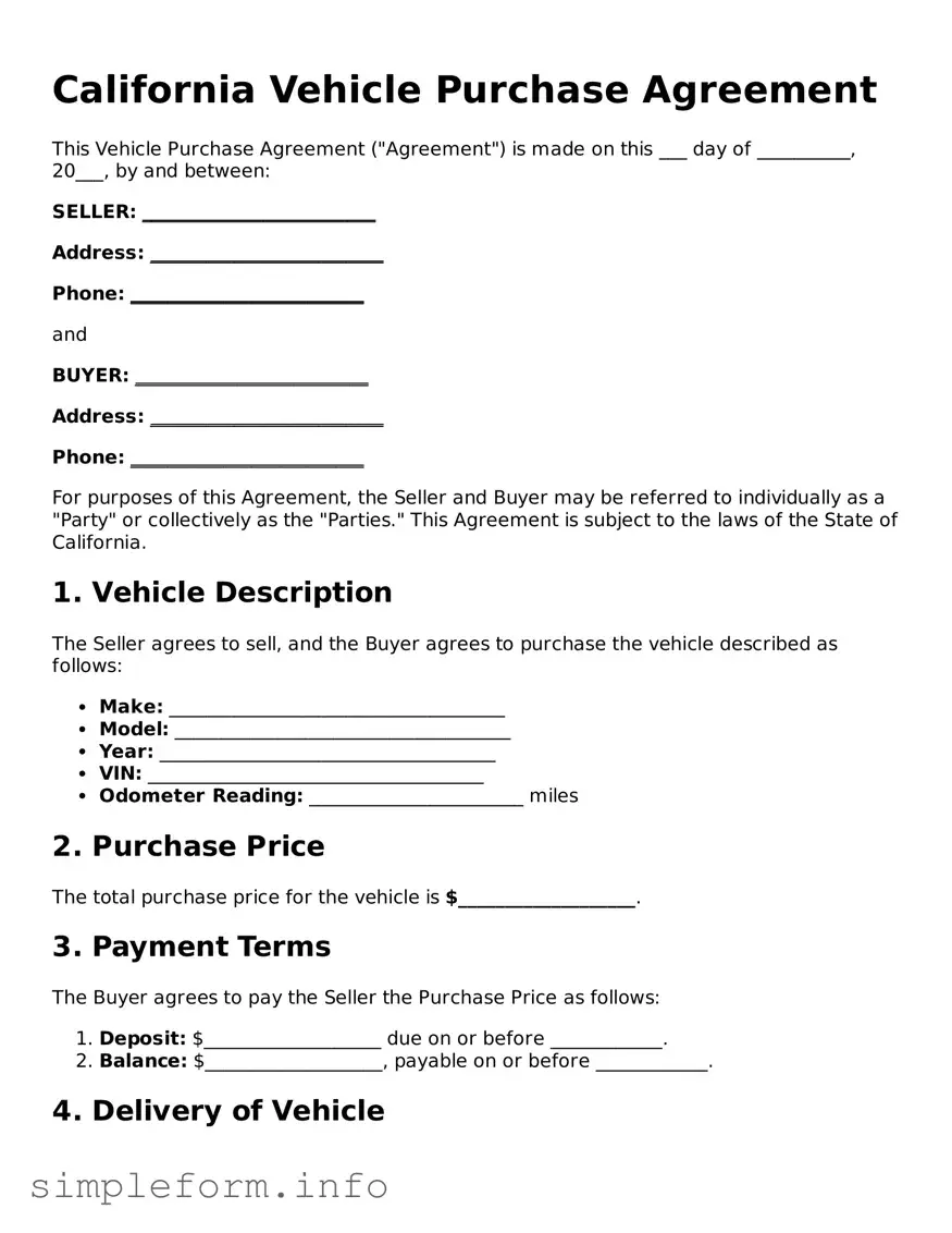 Attorney-Verified  Vehicle Purchase Agreement Form for California