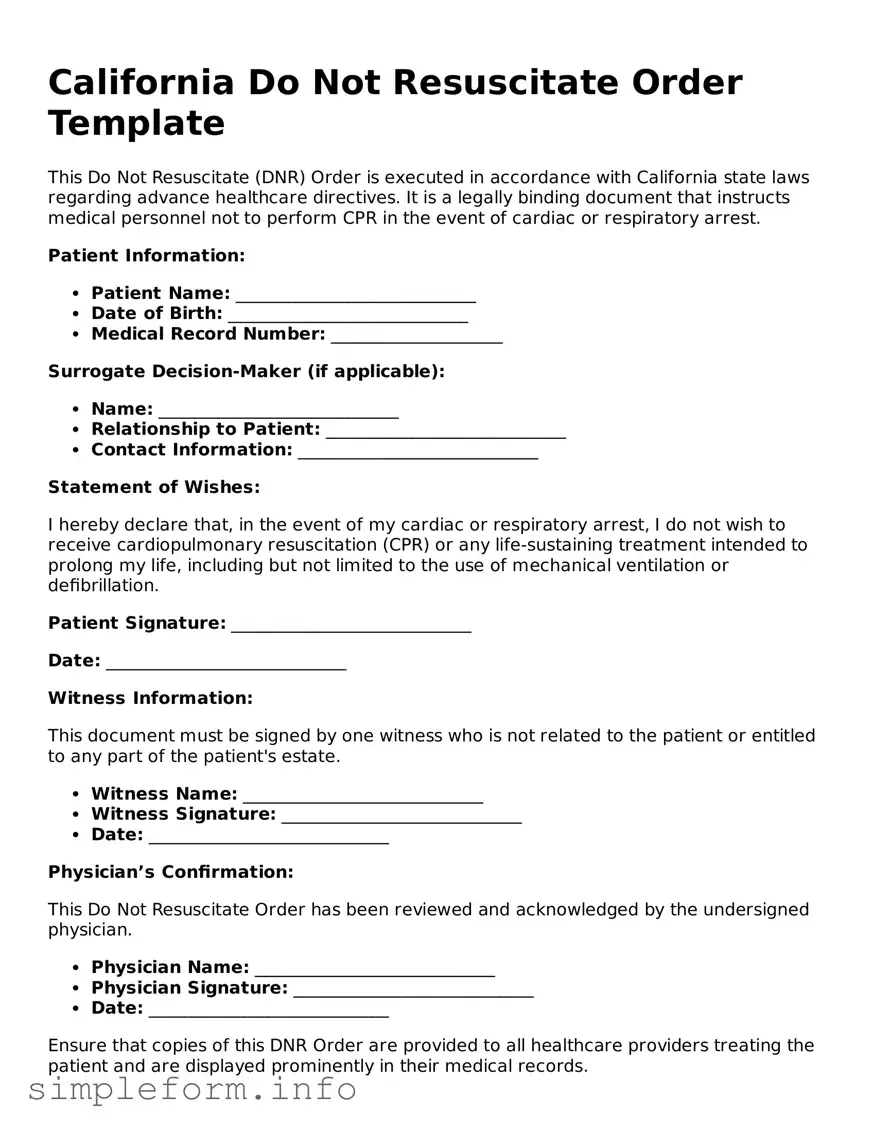 Attorney-Verified  Do Not Resuscitate Order Form for California