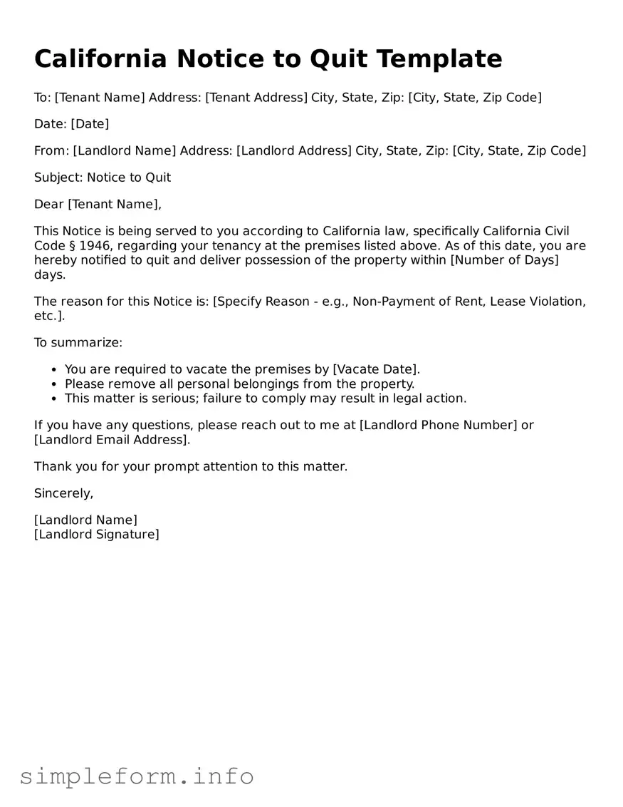 Attorney-Verified  Notice to Quit Form for California