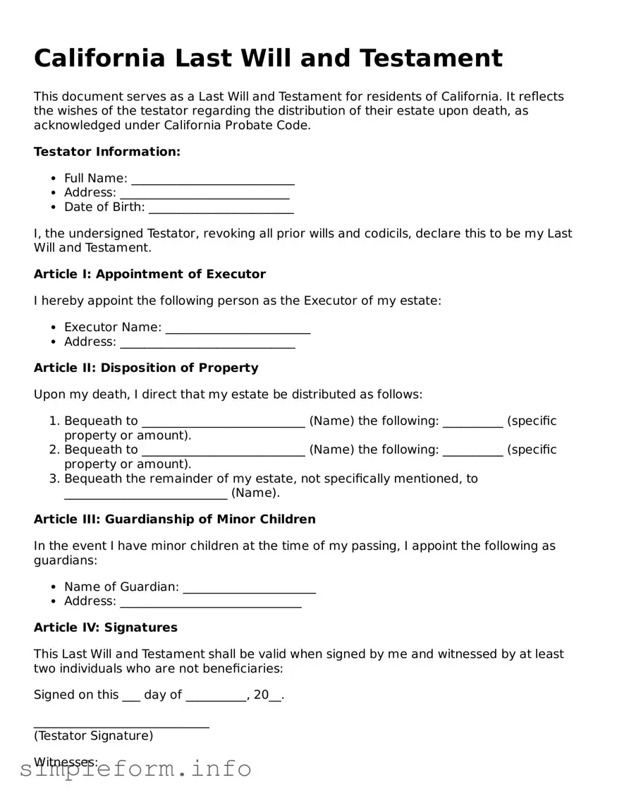 Attorney-Verified  Last Will and Testament Form for California