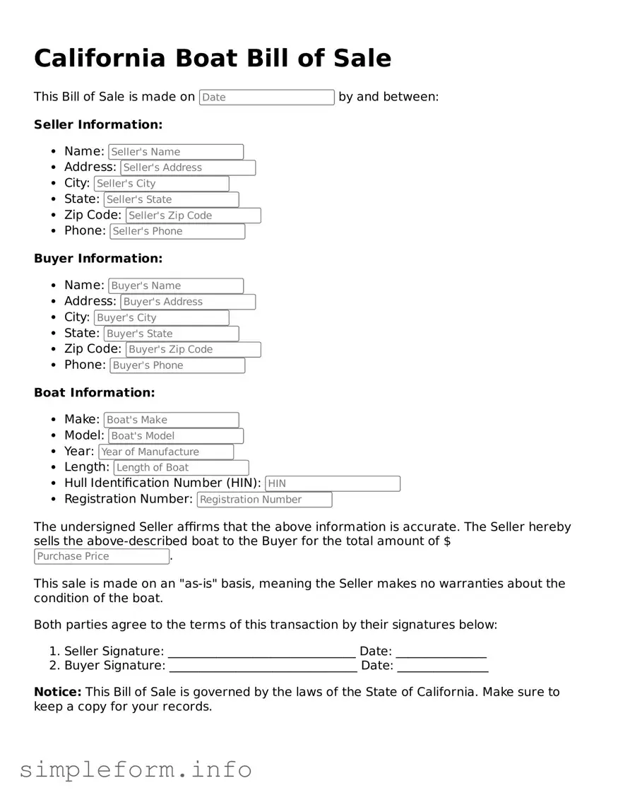 Attorney-Verified  Boat Bill of Sale Form for California