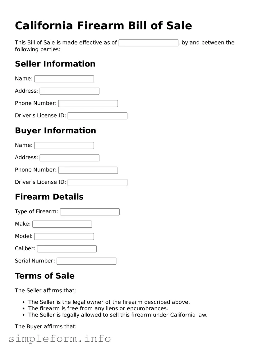 Attorney-Verified  Firearm Bill of Sale Form for California