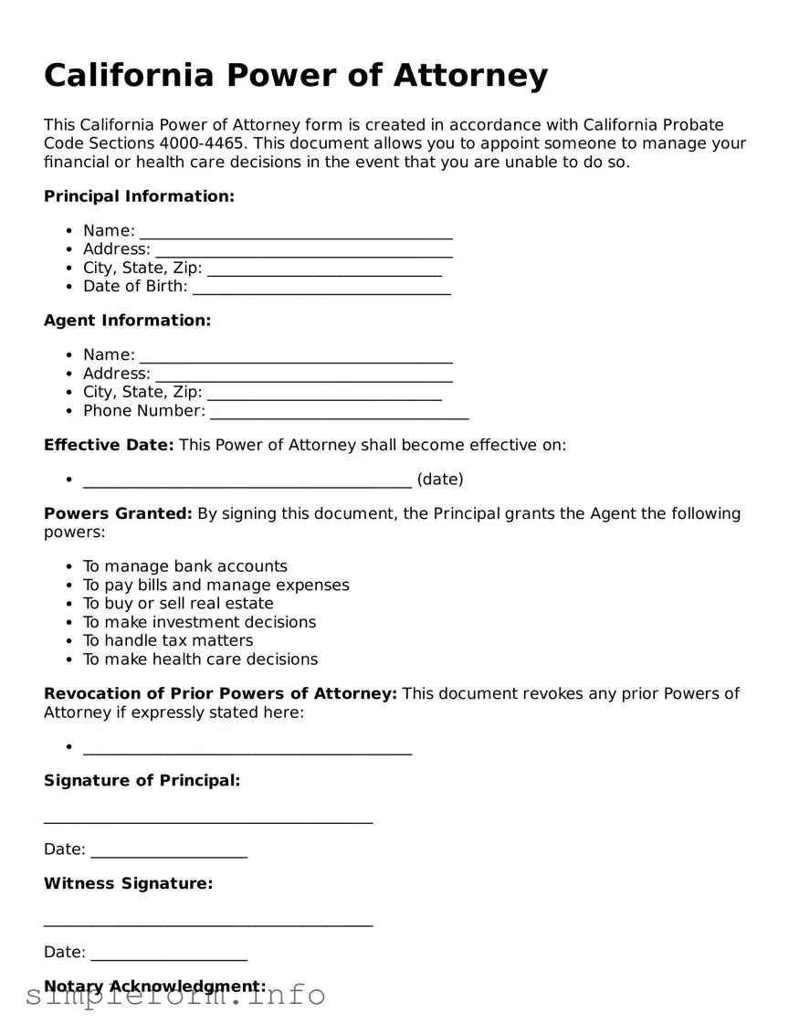 Attorney-Verified  Power of Attorney Form for California