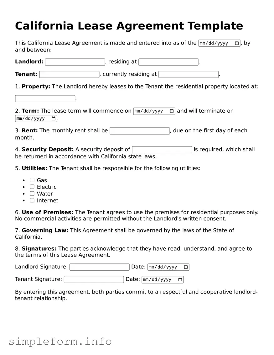 Attorney-Verified  Lease Agreement Form for California