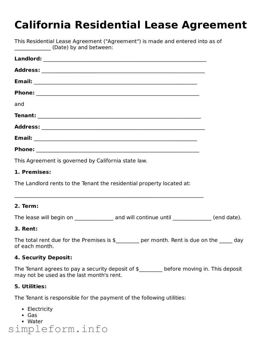 Attorney-Verified  Residential Lease Agreement Form for California