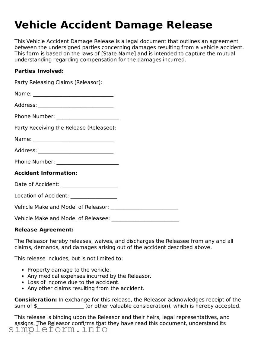 Attorney-Approved Vehicle Accident Damage Release Document