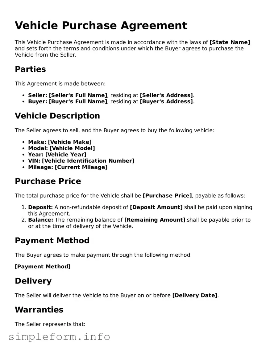 Attorney-Approved Vehicle Purchase Agreement Document