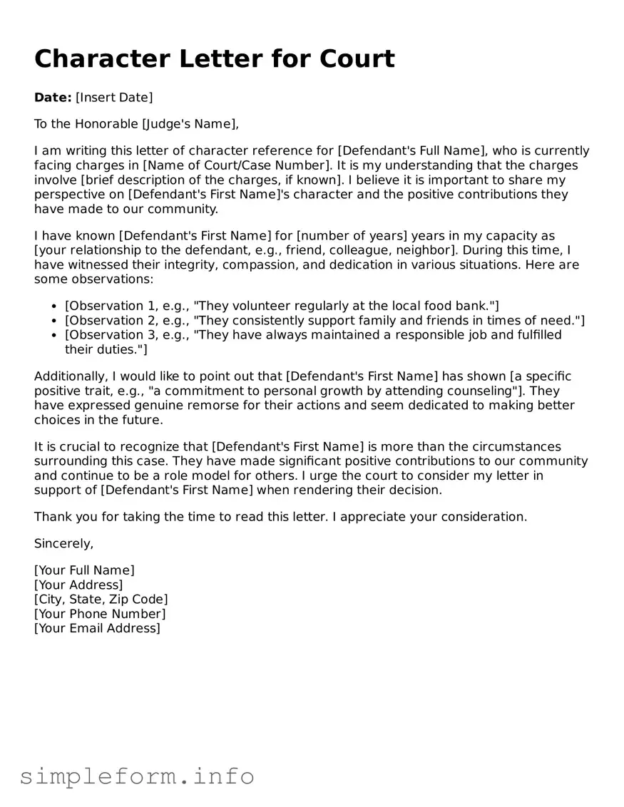 Attorney-Approved Character Letter for Court Document