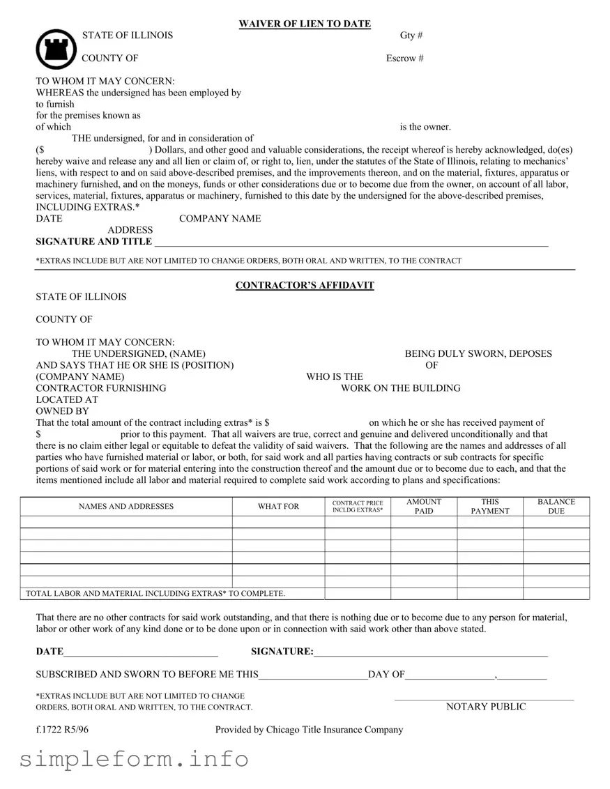 Fill Out a Valid Chicago Title Waiver Format Form