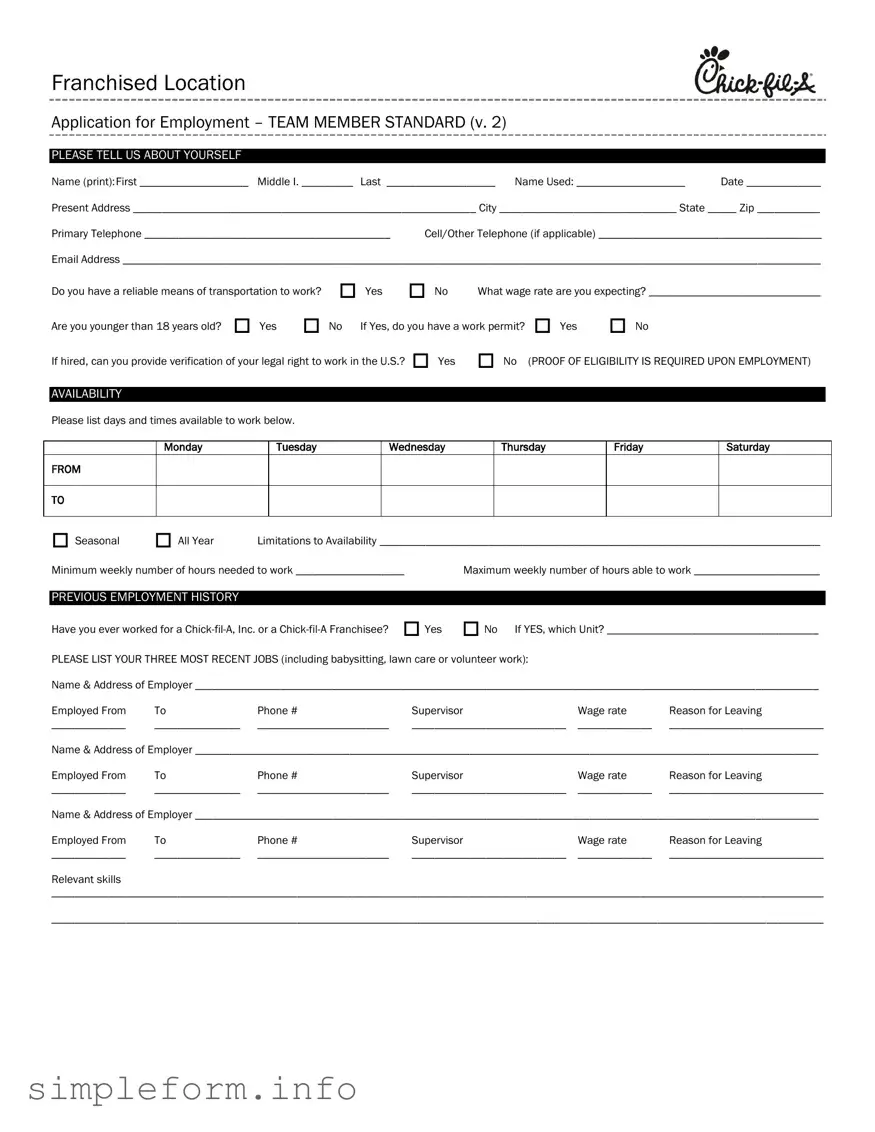 Fill Out a Valid Chick Fil A Job Application Form