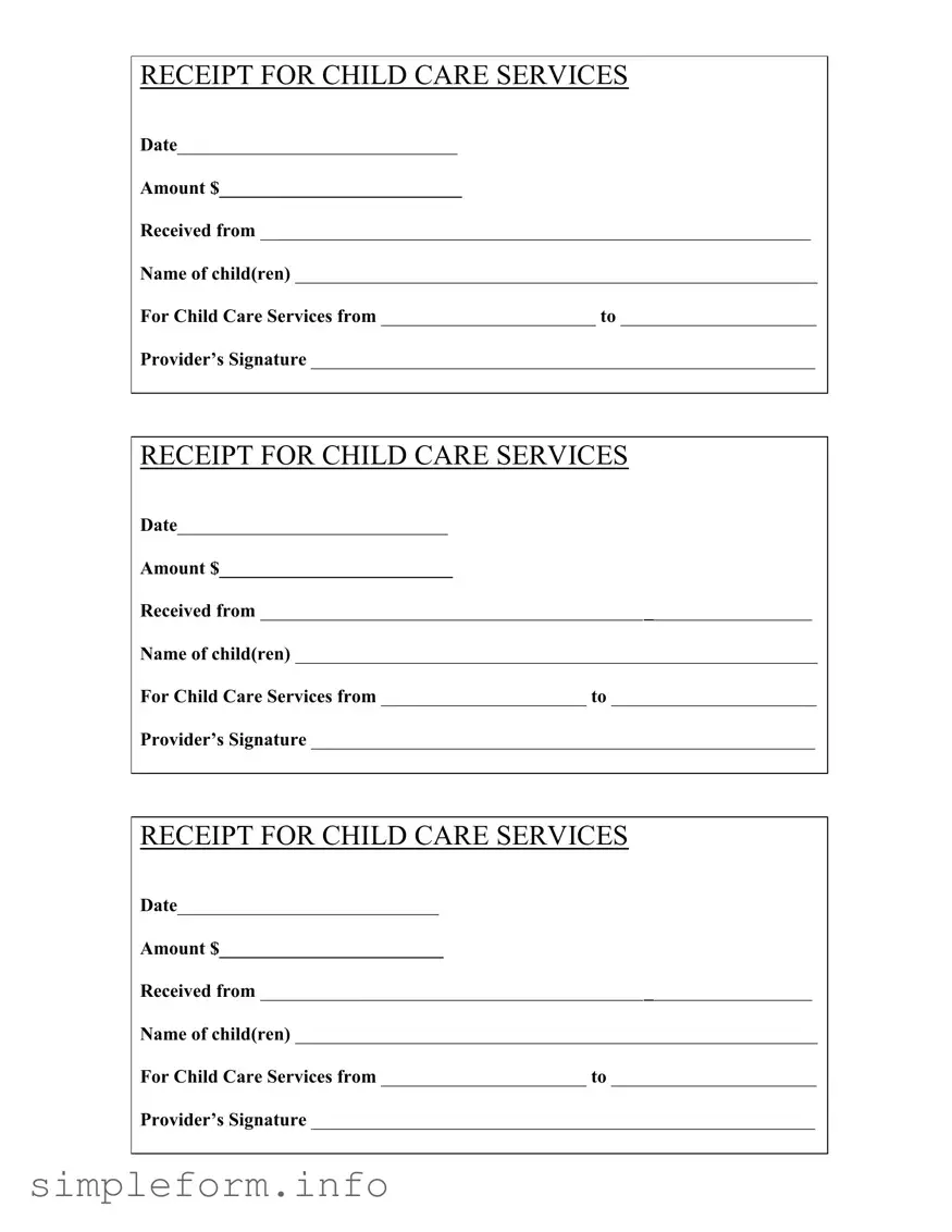 Fill Out a Valid Childcare Receipt Form