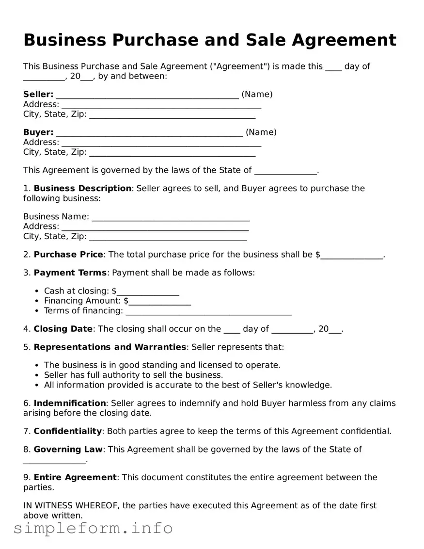 Attorney-Approved Business Purchase and Sale Agreement Document