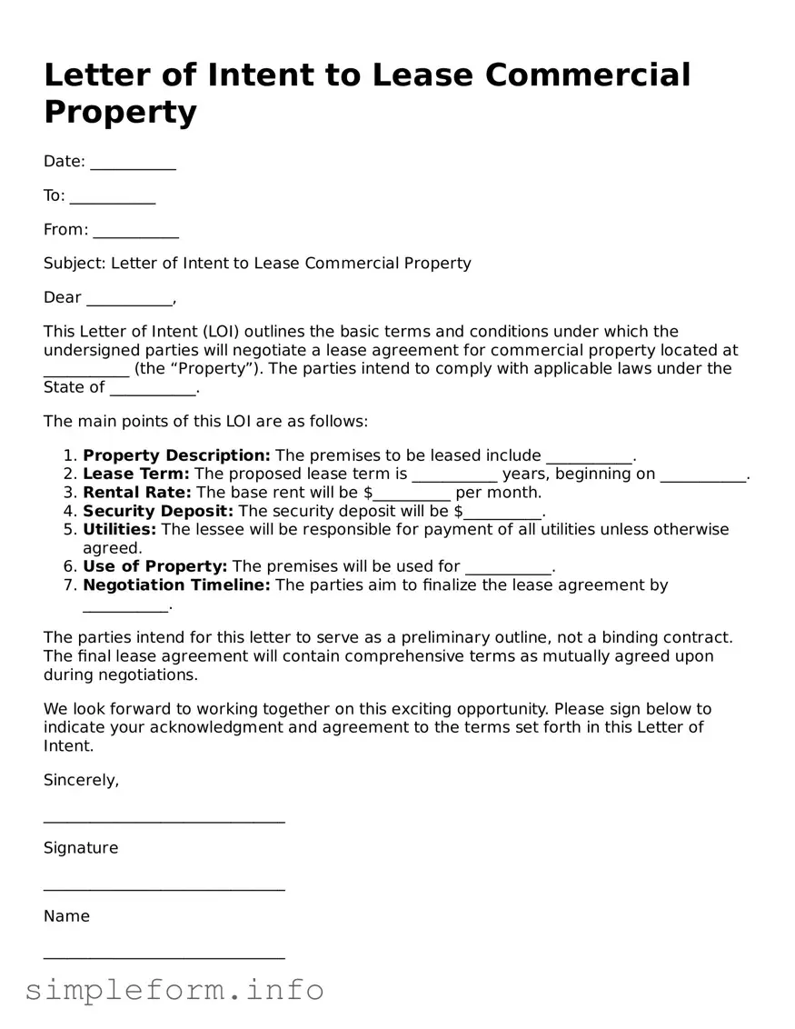 Attorney-Approved Letter of Intent to Lease Commercial Property Document