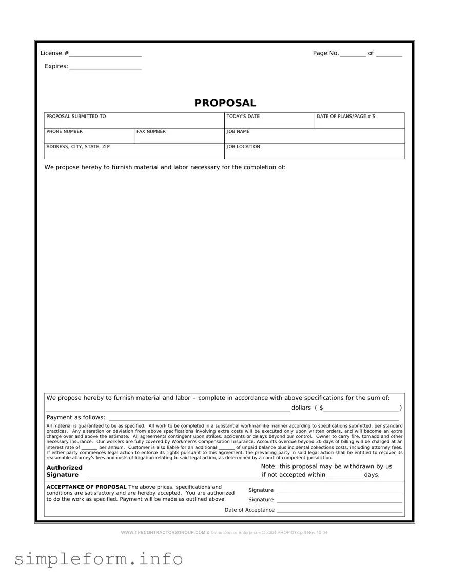 Fill Out a Valid Construction proposal form Form