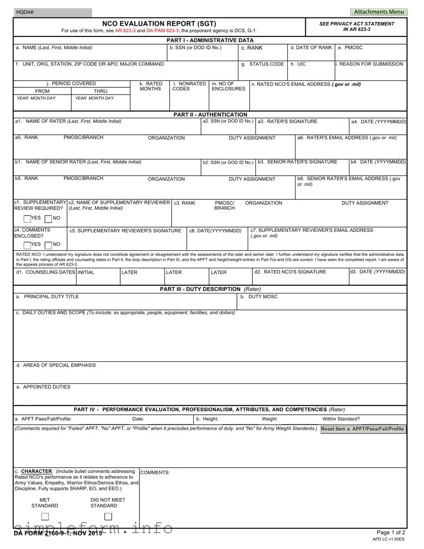 Fill Out a Valid Da 2166 9 1 Form