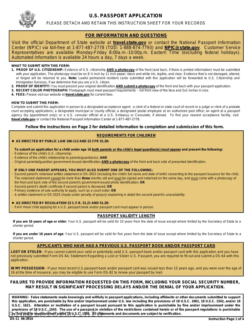 Fill Out a Valid DS-11 U.S. Passport application Form