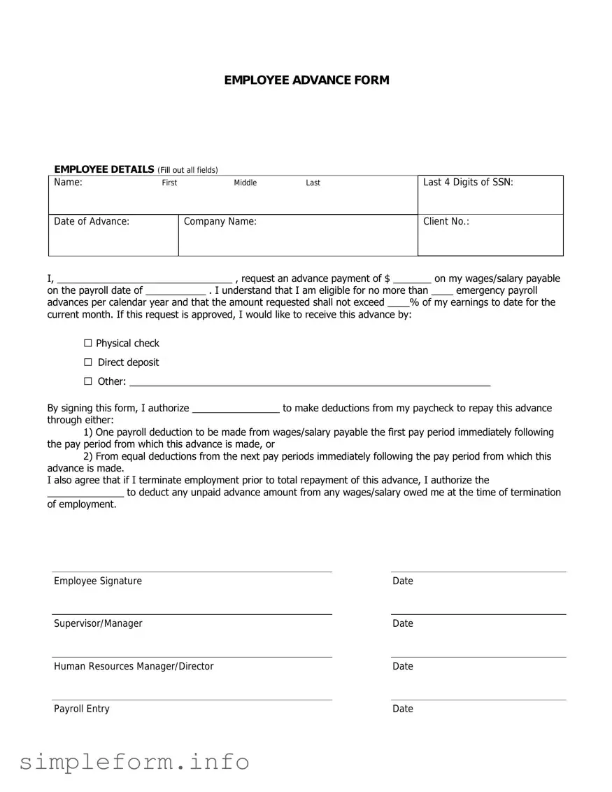 Fill Out a Valid Employee Advance Form