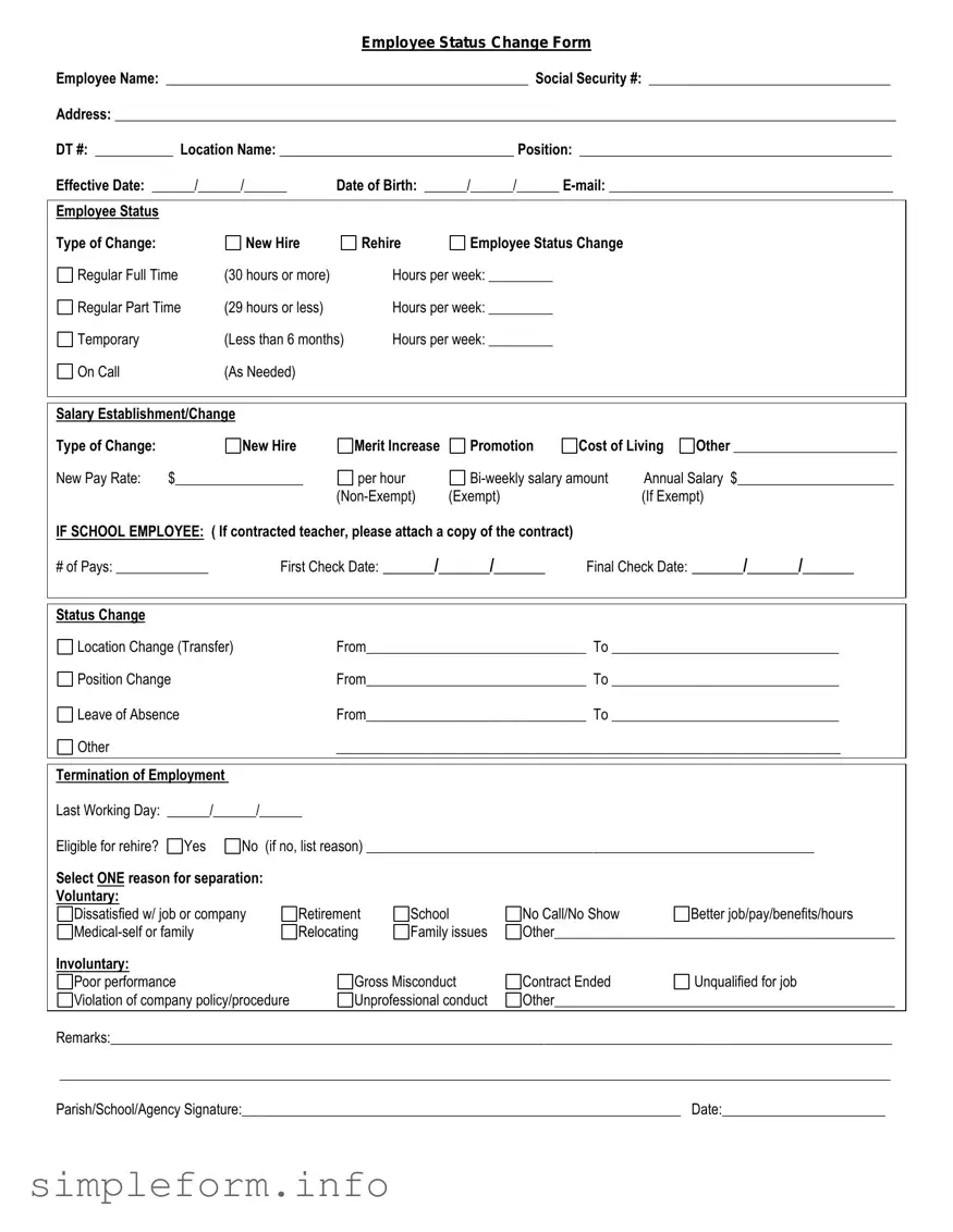 Fill Out a Valid Employee Status Change Form