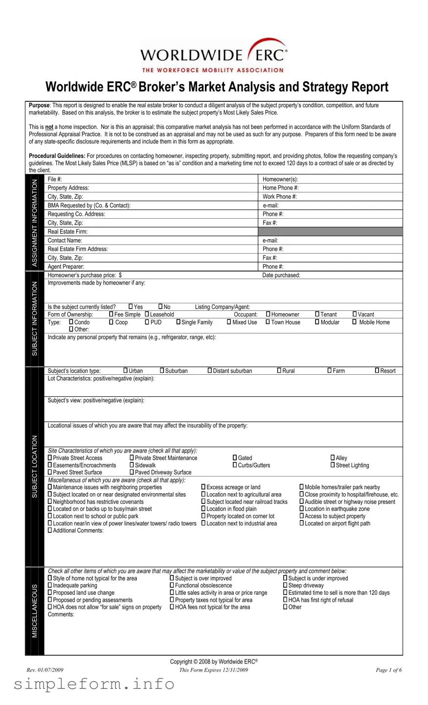 Fill Out a Valid Erc Broker Market Analysis Form