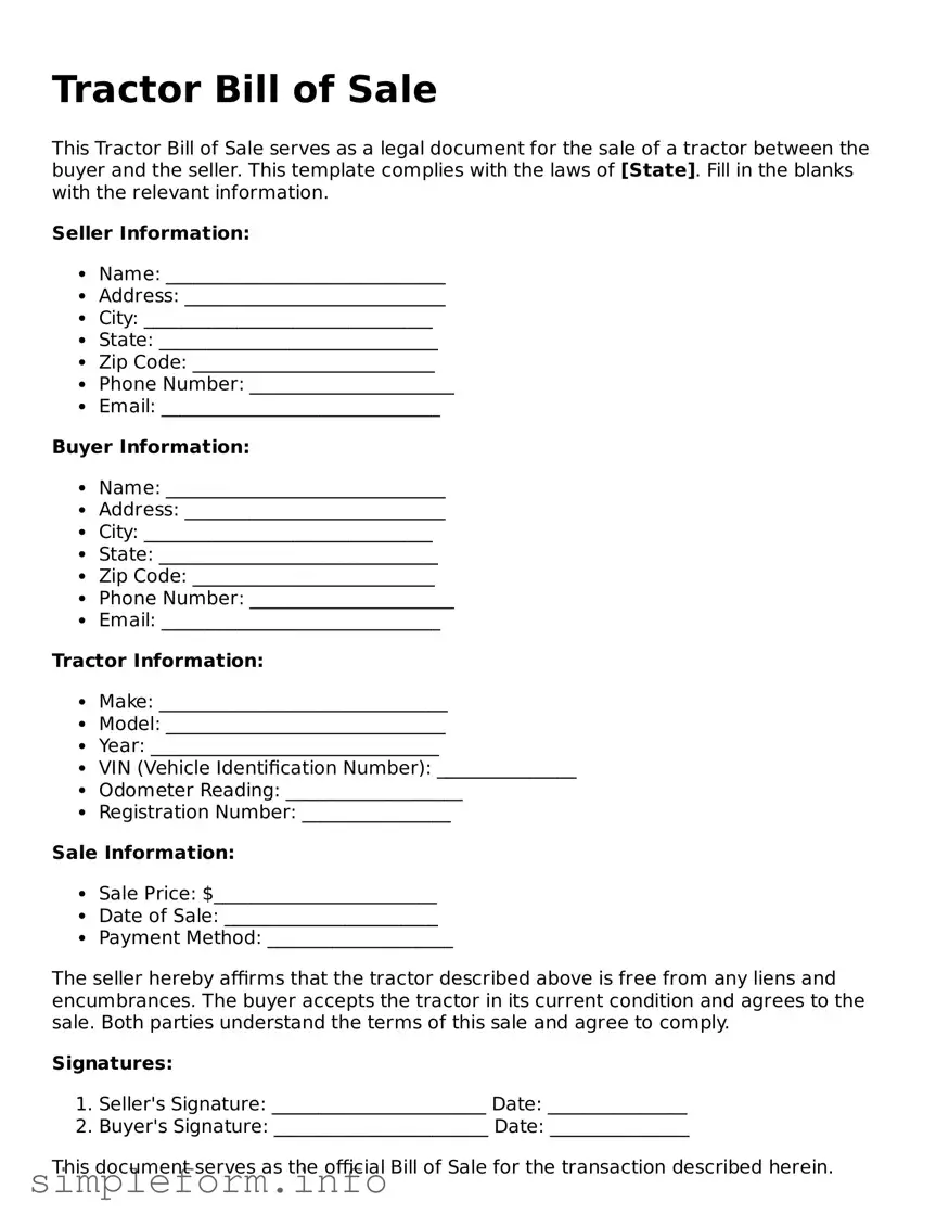 Attorney-Approved Tractor Bill of Sale Document