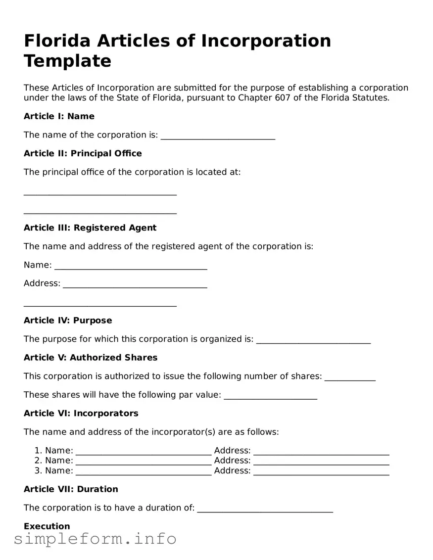 Attorney-Verified  Articles of Incorporation Form for Florida