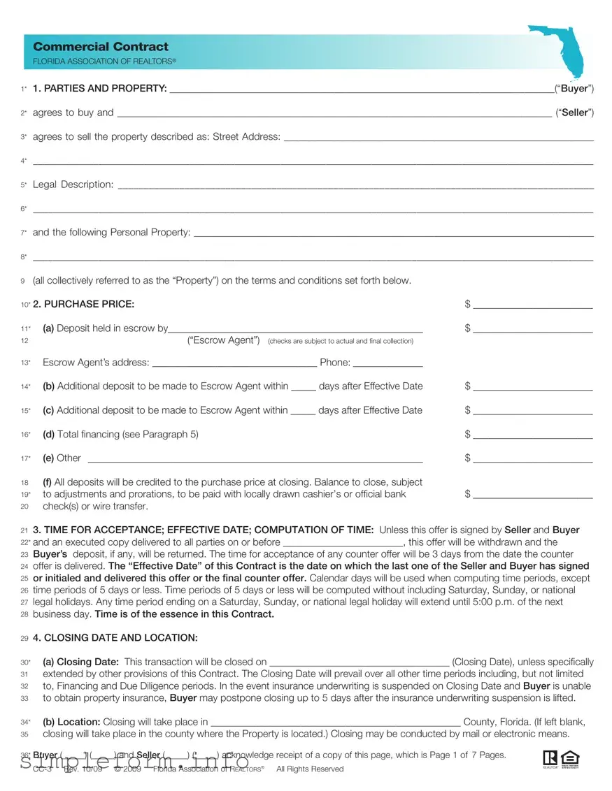 Fill Out a Valid Florida Commercial Contract Form