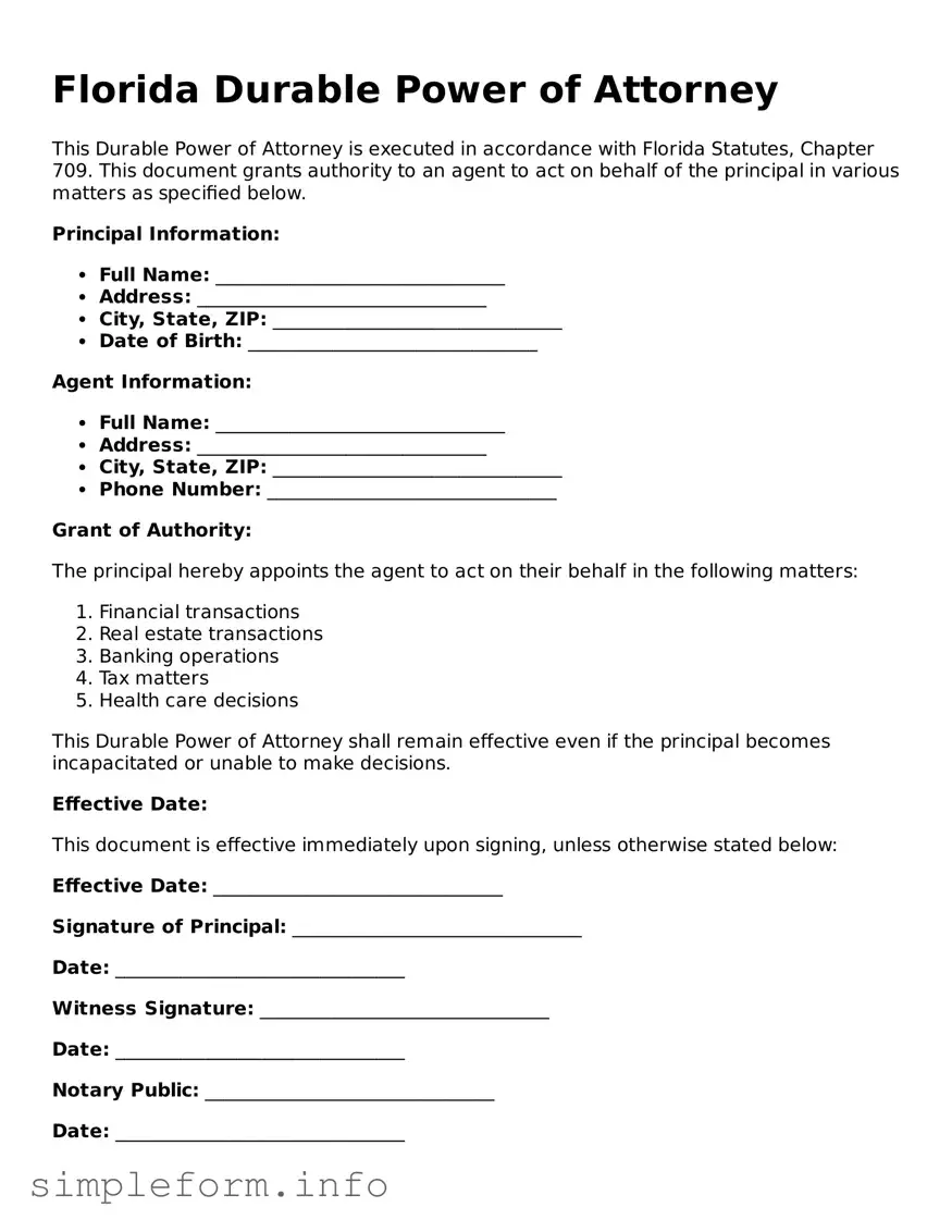 Attorney-Verified  Durable Power of Attorney Form for Florida