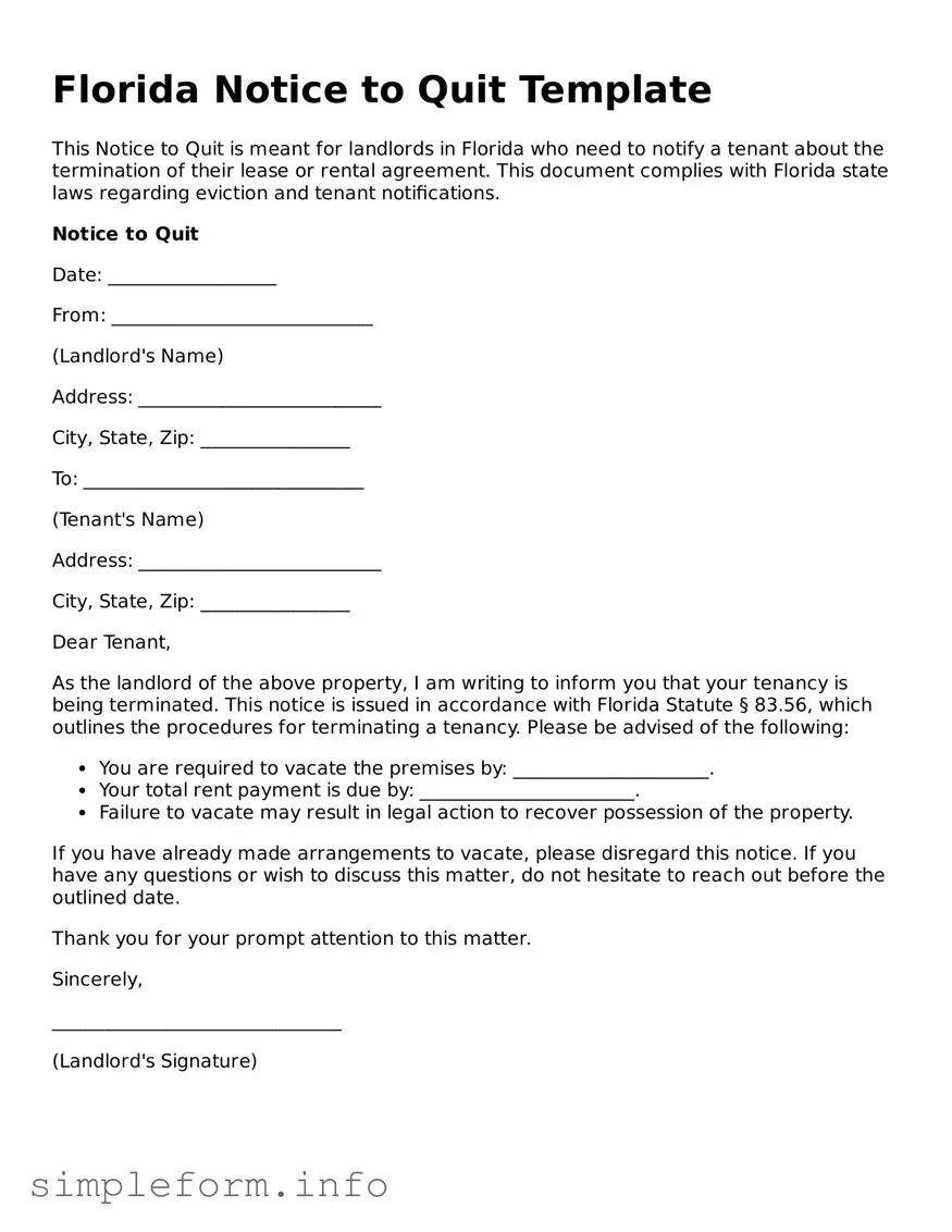 Attorney-Verified  Notice to Quit Form for Florida