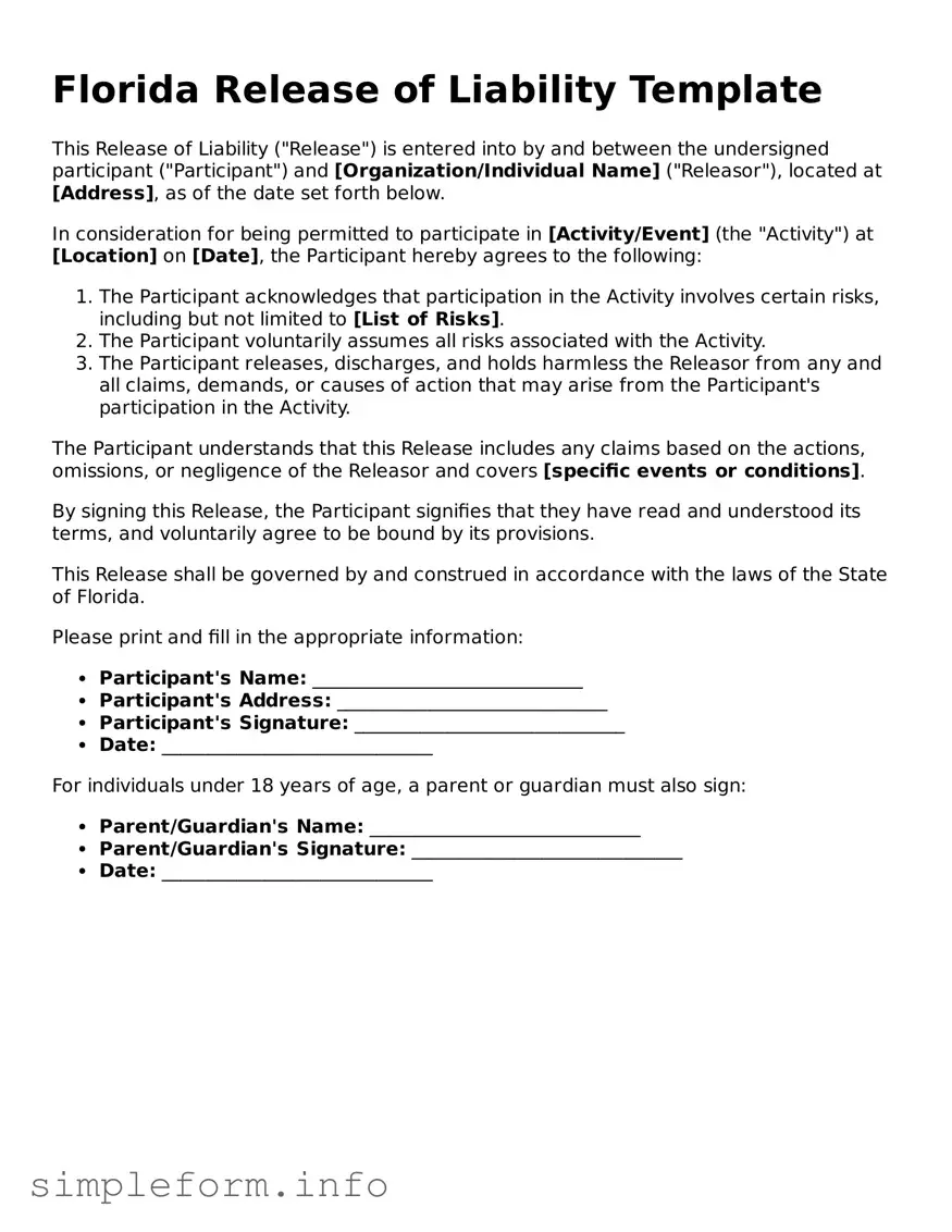 Attorney-Verified  Release of Liability Form for Florida