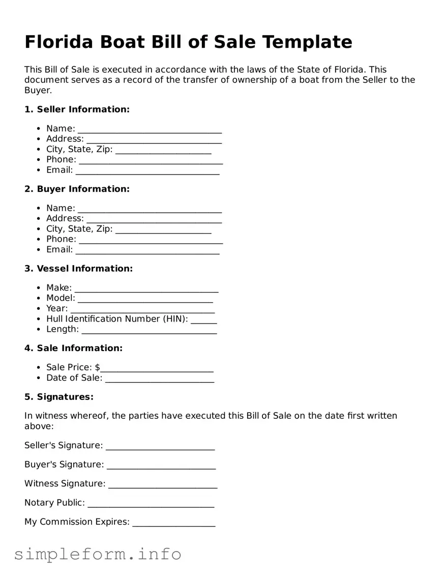 Attorney-Verified  Boat Bill of Sale Form for Florida