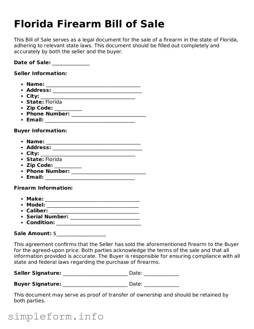 Attorney-Verified  Firearm Bill of Sale Form for Florida