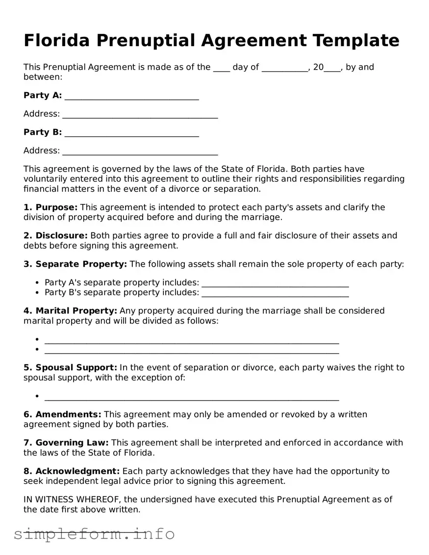 Attorney-Verified  Prenuptial Agreement Form for Florida