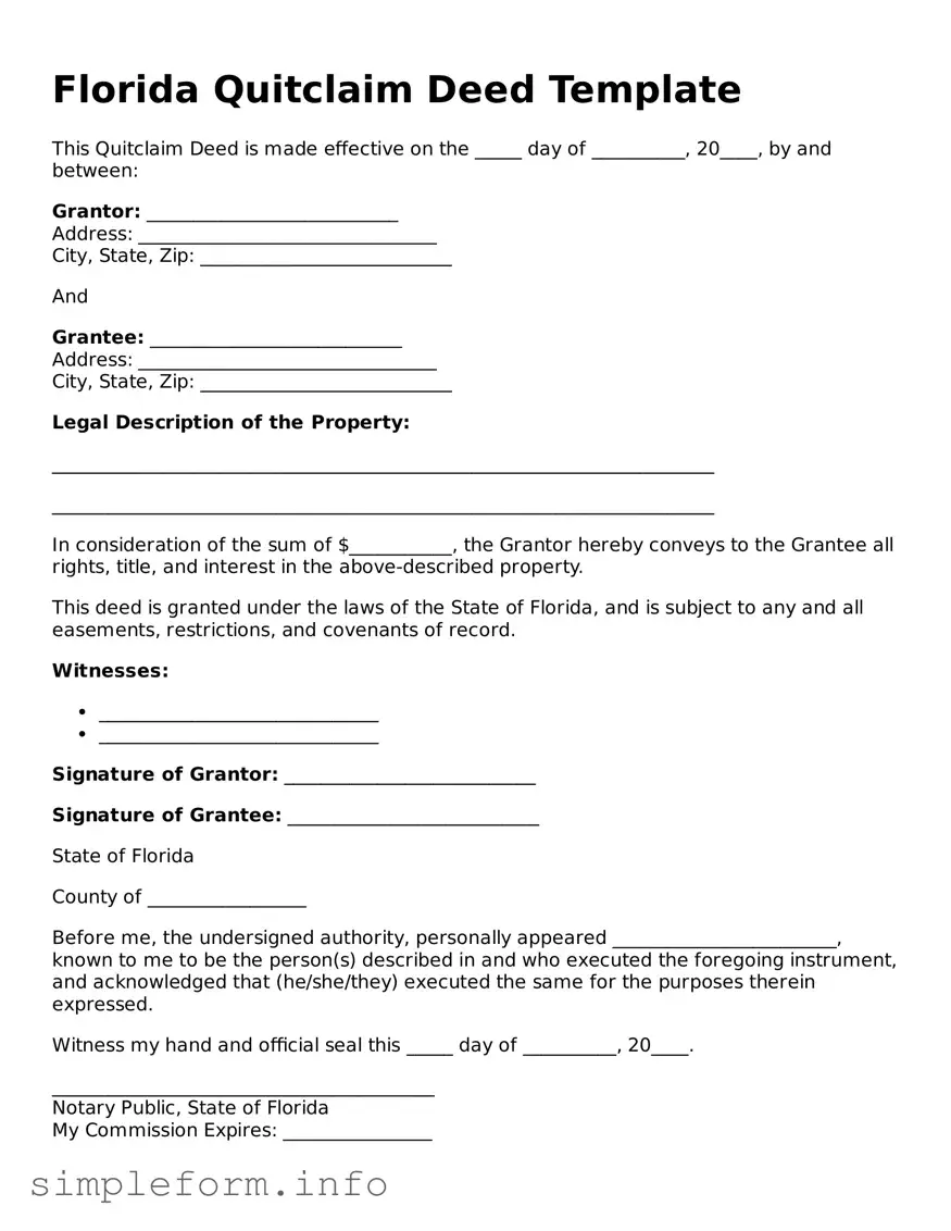 Attorney-Verified  Quitclaim Deed Form for Florida
