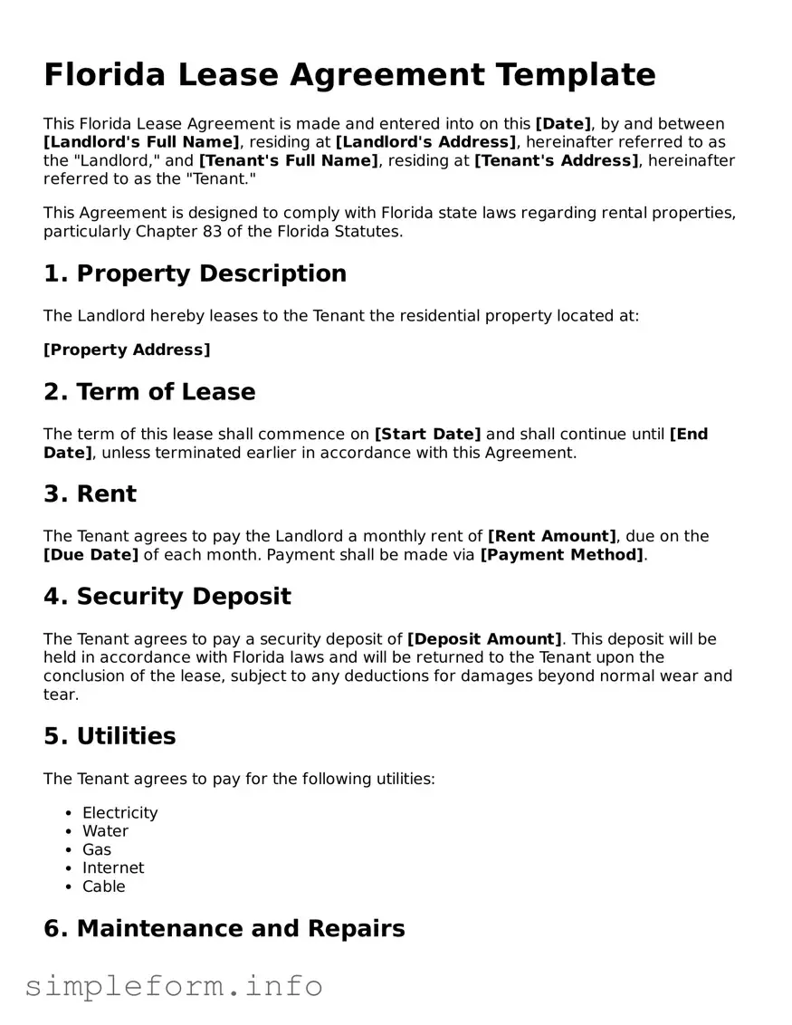 Attorney-Verified  Lease Agreement Form for Florida