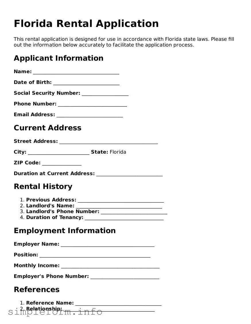 Attorney-Verified  Rental Application Form for Florida