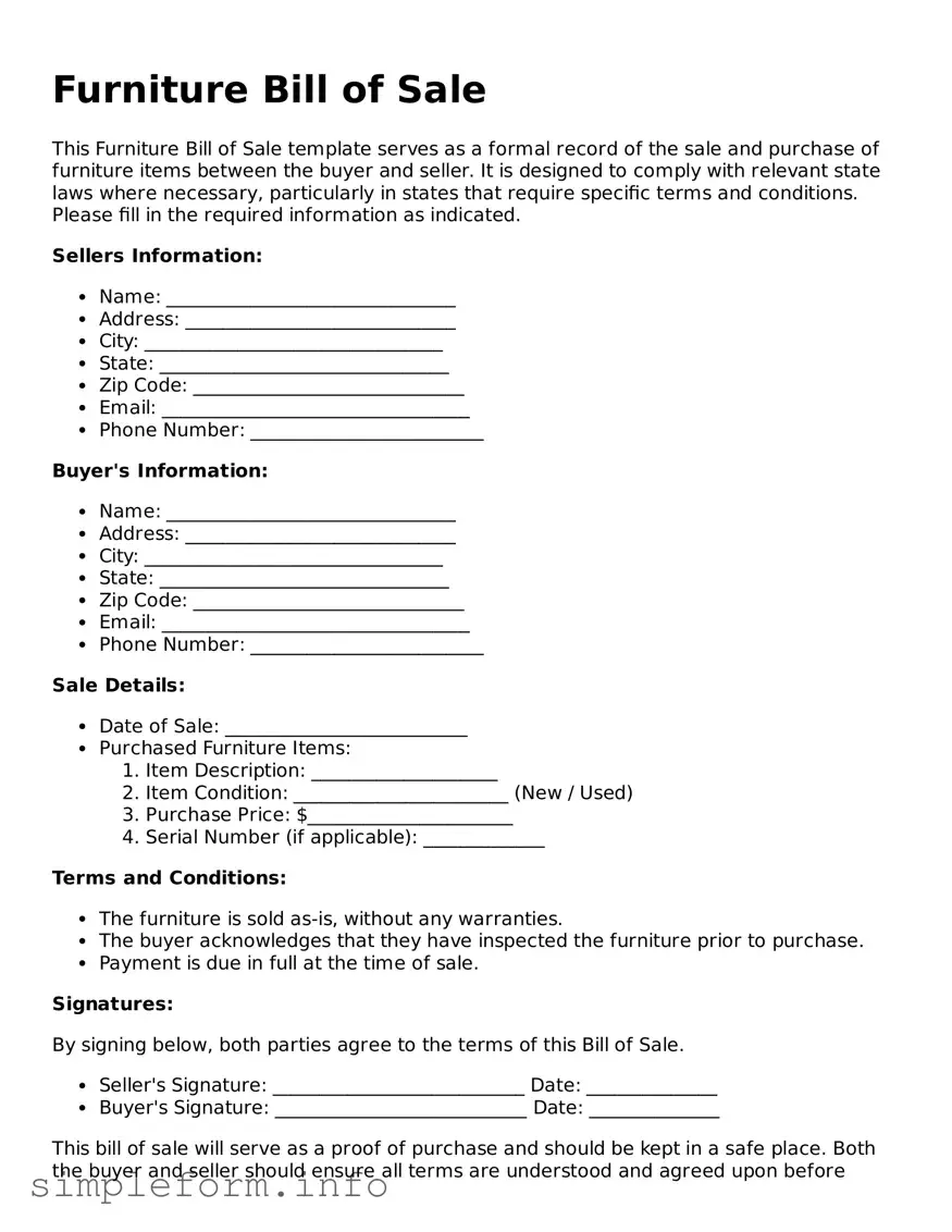 Attorney-Approved Furniture Bill of Sale Document