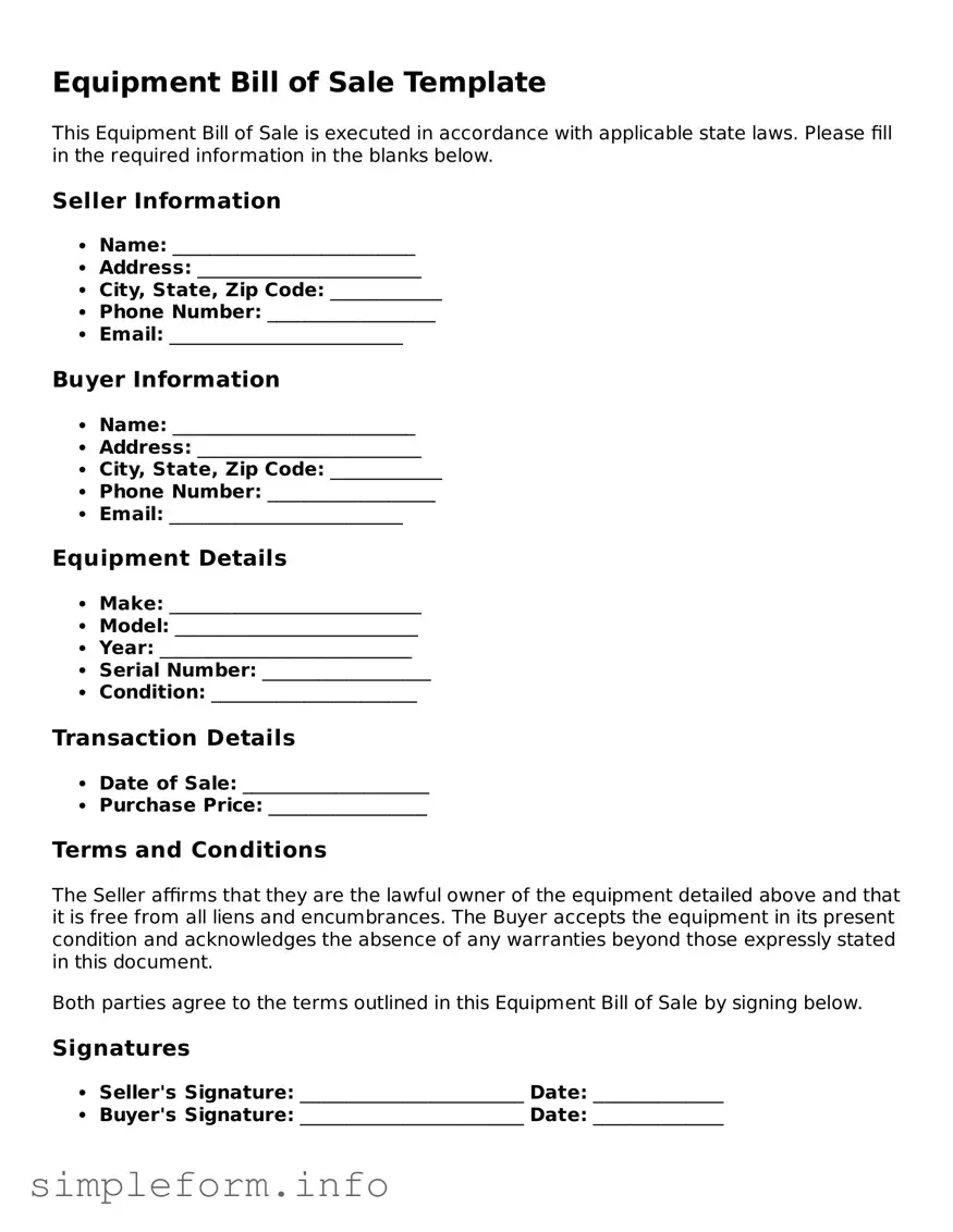 Attorney-Approved Equipment Bill of Sale Document