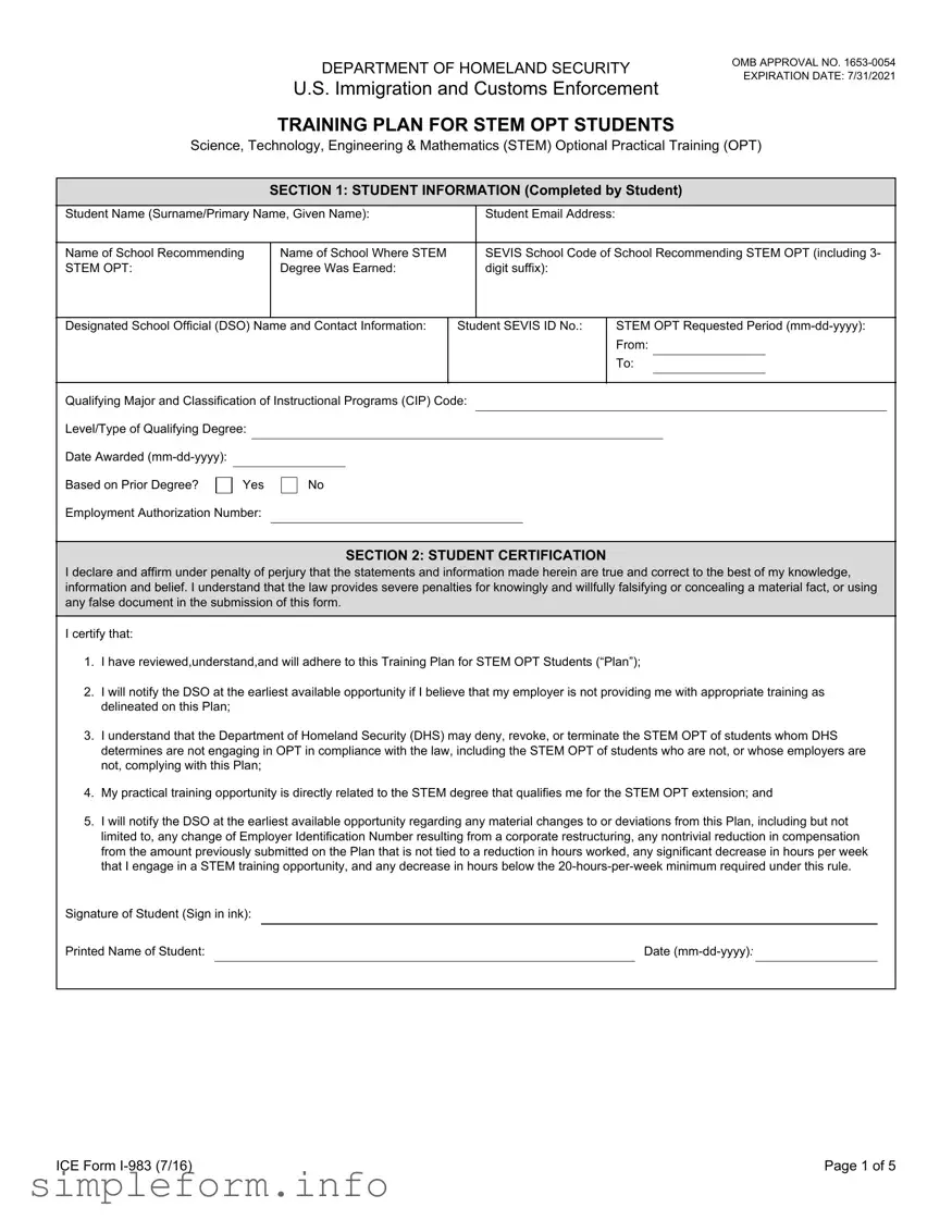 Fill Out a Valid ICE I-983 Form
