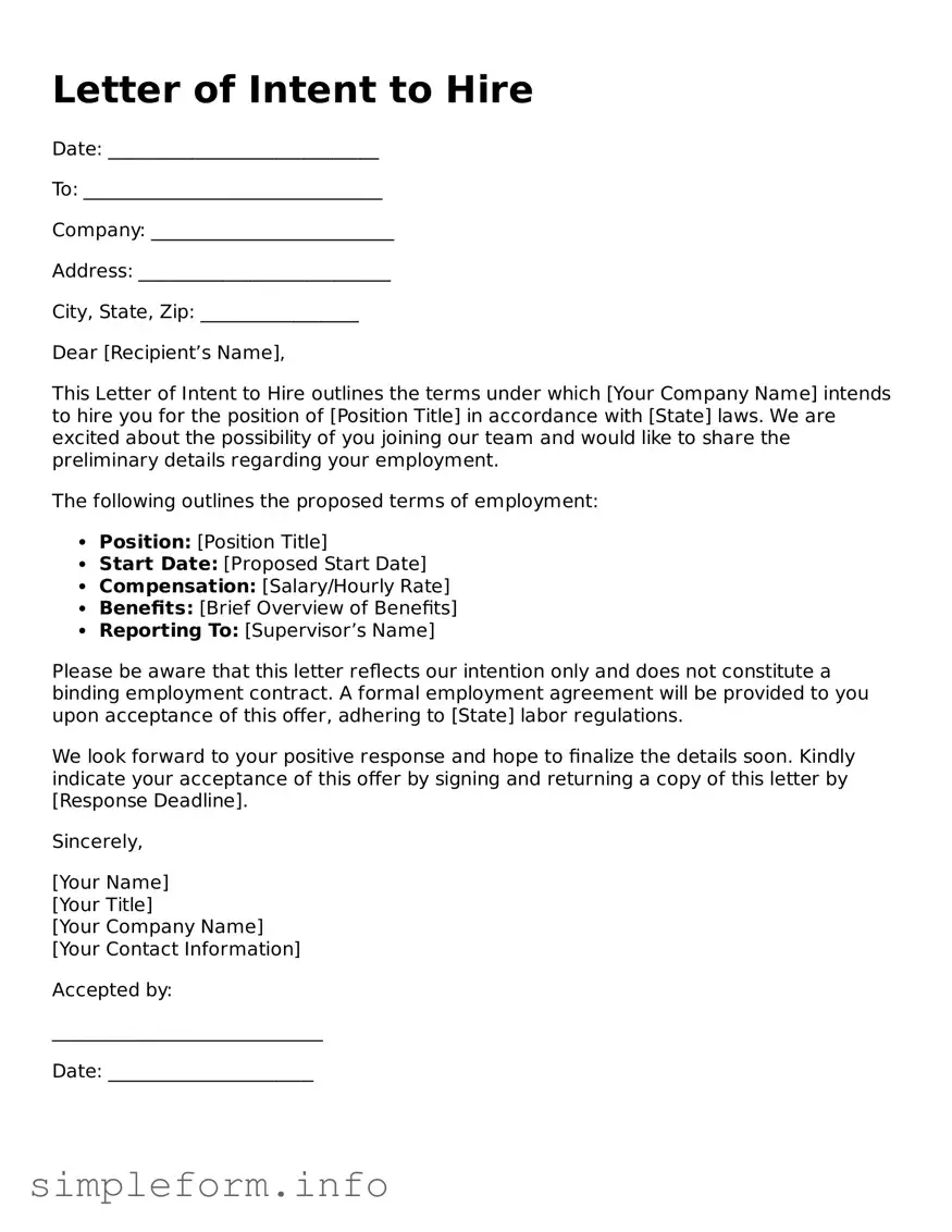 Attorney-Approved Letter of Intent to Hire Document